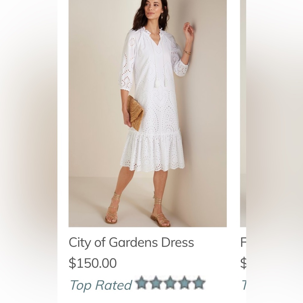 New Eyelet Shift Dress with Tassel Tie V Neck & three quarter sleeves - Picture 4 of 10